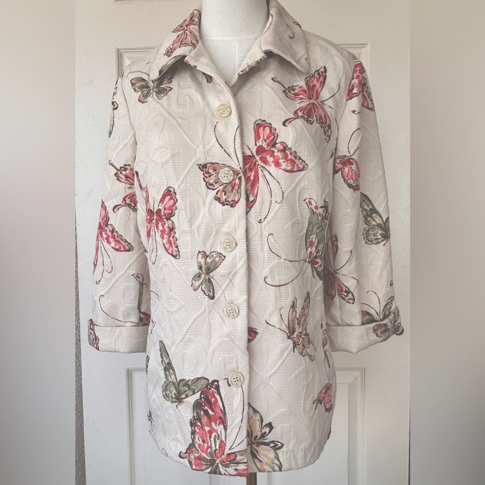 Alfred Dunner Women’s Butterfly Textured Jacket Size 10